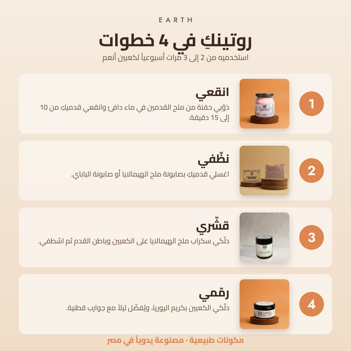 روتين العناية بالقدمين في 4 خطوات: نقع وتنظيف وتقشير وترطيب الكعبين المتشققين